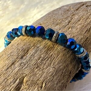 Alex & Ani Bracelet Blue and Silver Beads Adjustable